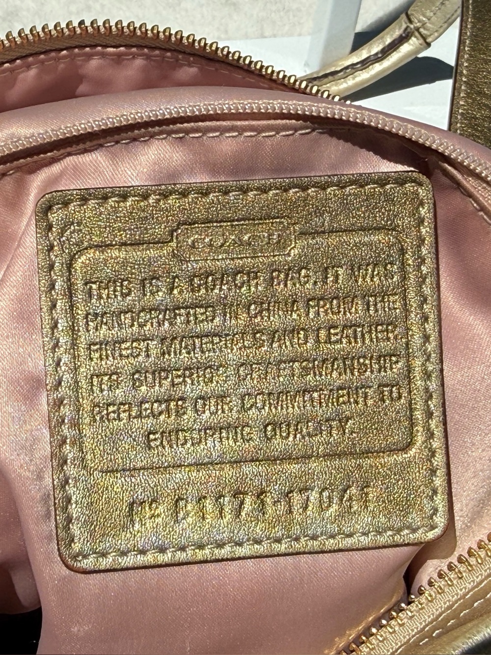 Coach Audrey Gold Perforated Leather Tote Shoulder Bag, No. 17041 - Picture 9 of 16